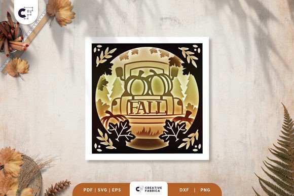 3D Shadow Box Fall Pumpkin Truck SVG for Seasonal Branding