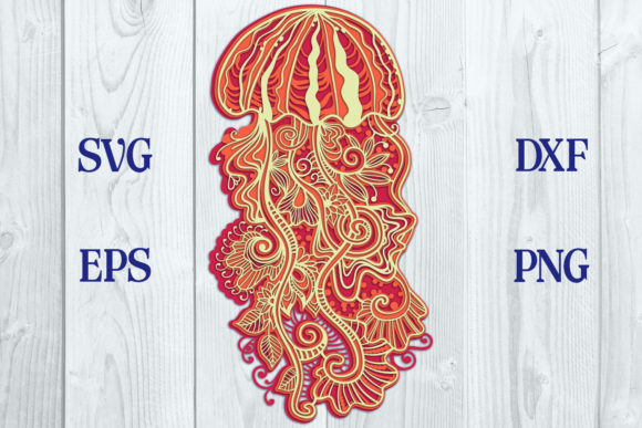 3D SVG Shapes: Layered Zentangle Jellyfish Design for Branding