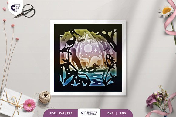 Animals at Spring Pond 3D Shadow Box: A Seasonal 3D SVG for Bloggers and Publishers