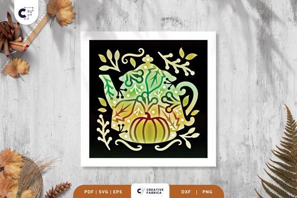 Autumn Teapot Folk Art 3D Shadow Box SVG Review