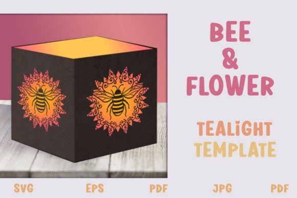 Bee and Flower Tealight Box SVG: A 3D Design for Gift Boxes and Lifestyle Content