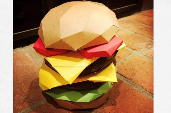 Burger Paper Sculpture: 3D SVG Design for Crafters & Handmade Sellers