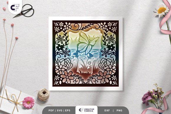 Butterfly in Spring 3D Shadow Box: A Seasonal 3D SVG with Visual Depth