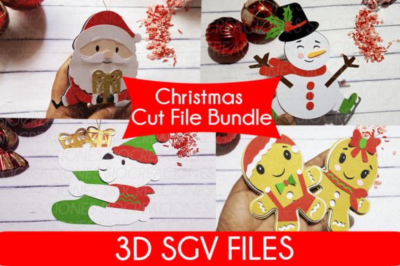 Christmas Cut File Bundle: Festive 3D SVG Designs for Small Business Branding