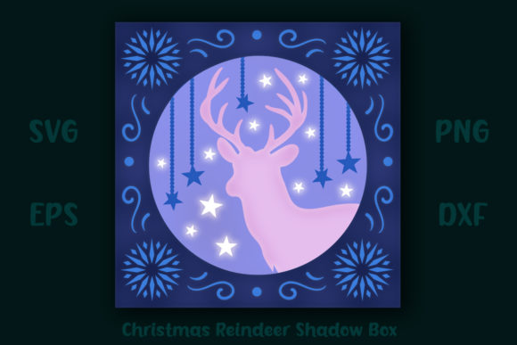 Christmas Reindeer Shadow Box – 4 SVG S: A Festive 3D SVG for Seasonal Branding and Packaging