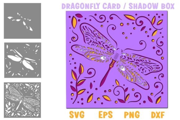 Dragonfly Layered Card Shadow Box: A 3D SVG for Elegant Shadow Boxes & Craft Projects