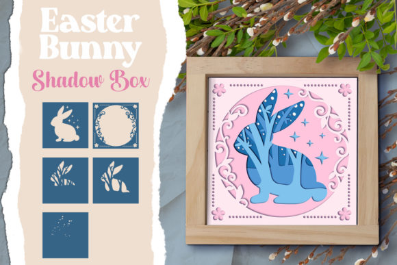 Easter Bunny Shadow Box: A 3D SVG for Festive Digital Products