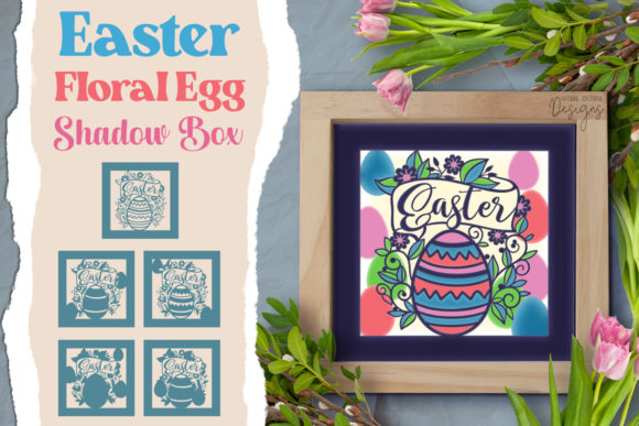Easter Floral Egg Shadow Box: 3D SVG Design for Festive Branding