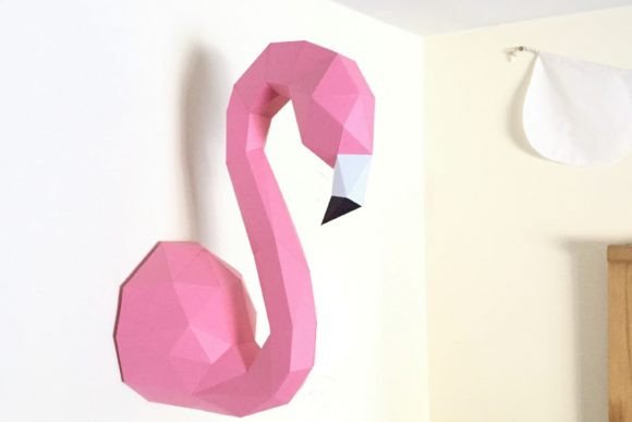 Flamingo Head Paper Sculpture: A 3D SVG Animal Design for Playful Editorial Visuals
