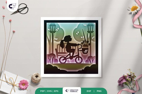 Girl Rides a Bike in Spring Park 3D SVG: A Seasonal Design for Creative Sellers
