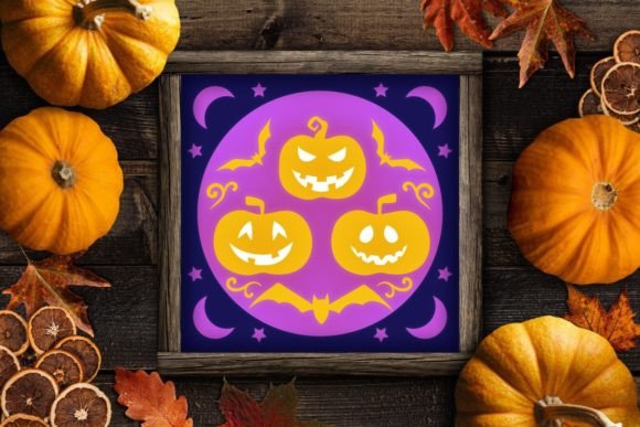 Halloween Pumpkin Shadow Box - 3 Layers: A 3D SVG for Shadow Boxes & Seasonal Merch