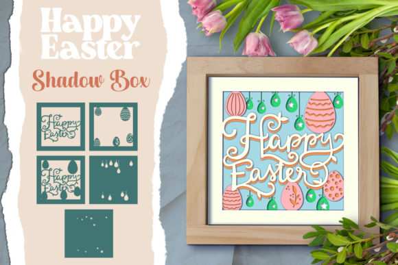 Happy Easter Shadow Box: A 3D SVG Design for Festive Branding and Decor Projects