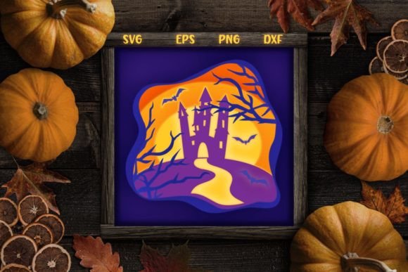 Haunted Castle Halloween Shadow Box SVG: A 3D Shadow Box Design for Seasonal Visual Storytelling