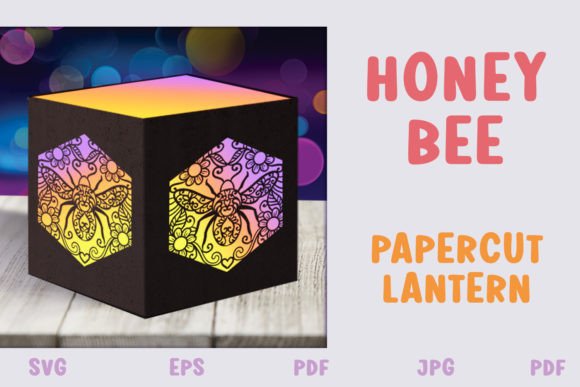 Honey Bee Papercut Lantern Template: 3D SVG Gift Box Design for Local Branding