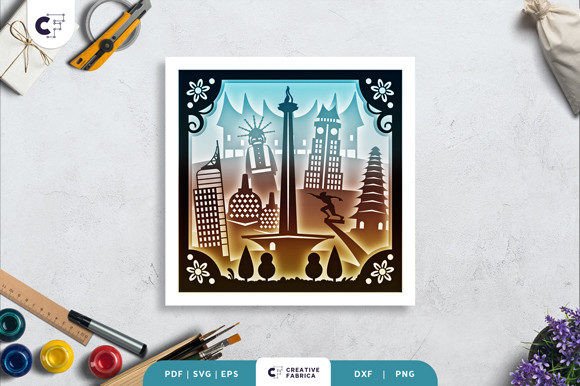 Jakarta Indonesia Landmark 3D Shadow Box: A 3D SVG Design for Global Branding