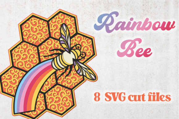 Layered Rainbow Bee – 8 Layers: A 3D SVG Design for Vibrant Shadow Box Visuals