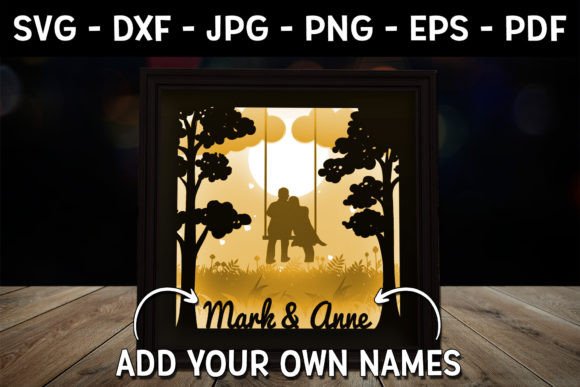 Love Couple 3D SVG Light Box for Shadow Boxes