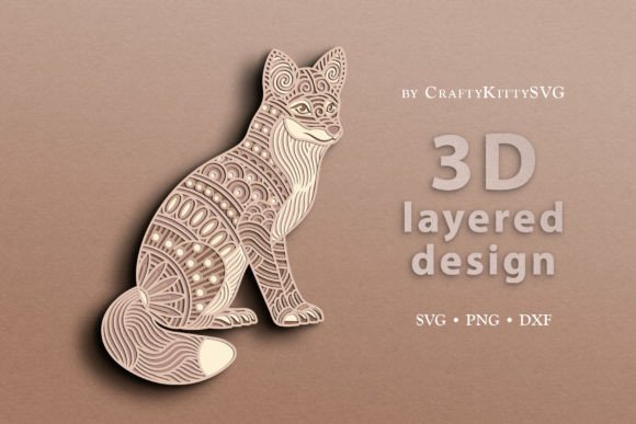 Mandala Fox 3D SVG for Laser-Cut Wall Decor