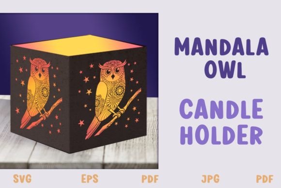 Mandala Owl Tealight Box – 3D SVG Shadow Box Design for Local Branding