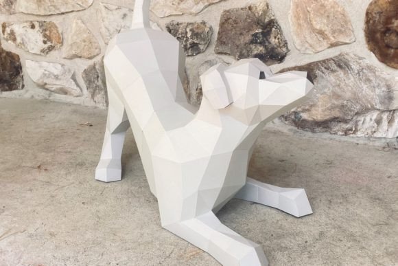 Playful Labrador Paper Sculpture: A 3D SVG for Animal-Inspired Branding