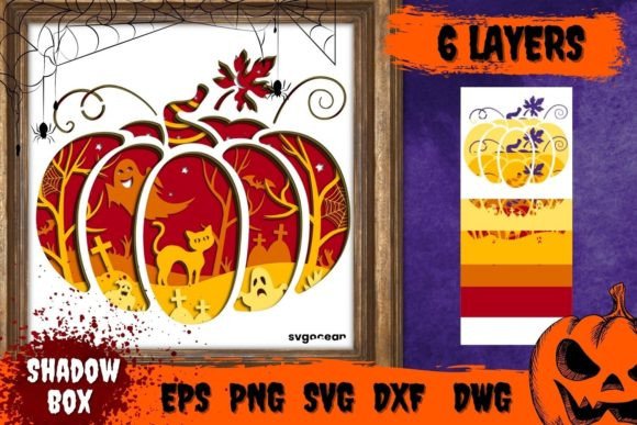 Pumpkin Shadow Box Svg