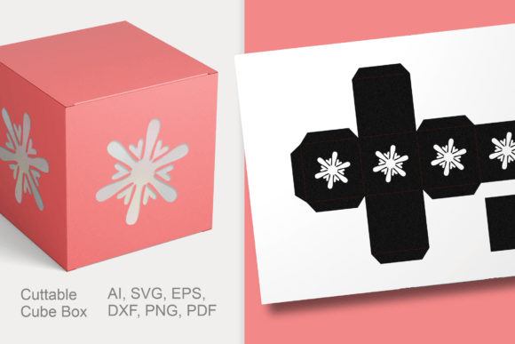 Retro Snowflake Cube Gift Box Template