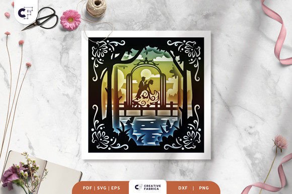 Romantic Dancing Couple 3D SVG Shadow Box for Table Decorations