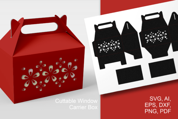 Sakura Patterned Gable Box Template SVG for 3D Crafts and Shape-Based Designs