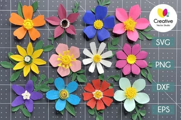 Simple Paper Flowers Bundle: A 3D SVG Design for Warm, Handmade Branding