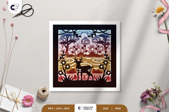 Spring Forest with Deer 3D Shadow Box – A Seasonal 3D SVG Design for Visual Storytelling