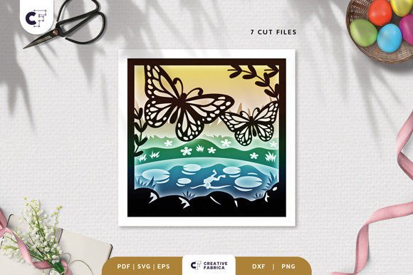 Spring Pond 3D Shadow Box SVG: A Seasonal Design Asset for Local Branding