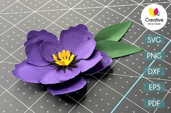 Violet Paper Flower SVG Template №15: A 3D Paper Flower for Blog & Editorial Design