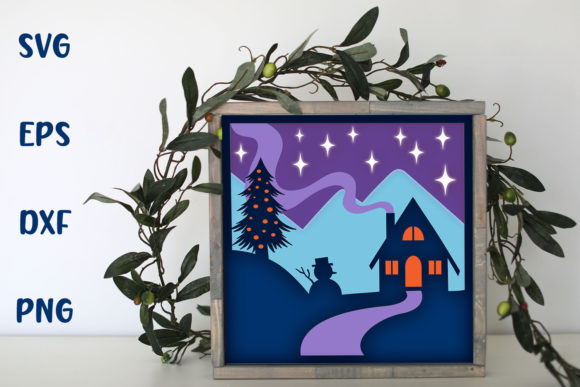 Winter Landscape Shadow Box - 5 SVG S: A Festive 3D SVG for Seasonal Digital Sellers